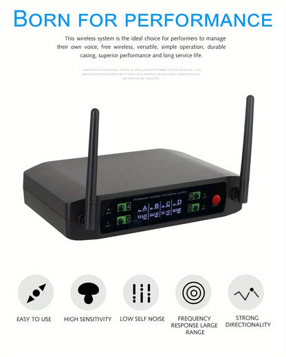 The Four-channel Handheld Lavalier Wireless Microphone System Boasts Professional Sound Quality And Is Ideal For Various Event Settings, Including Parties, Weddings, Churches, And Stages, Enhancing Your Performance With Ultra-high Frequency Effects