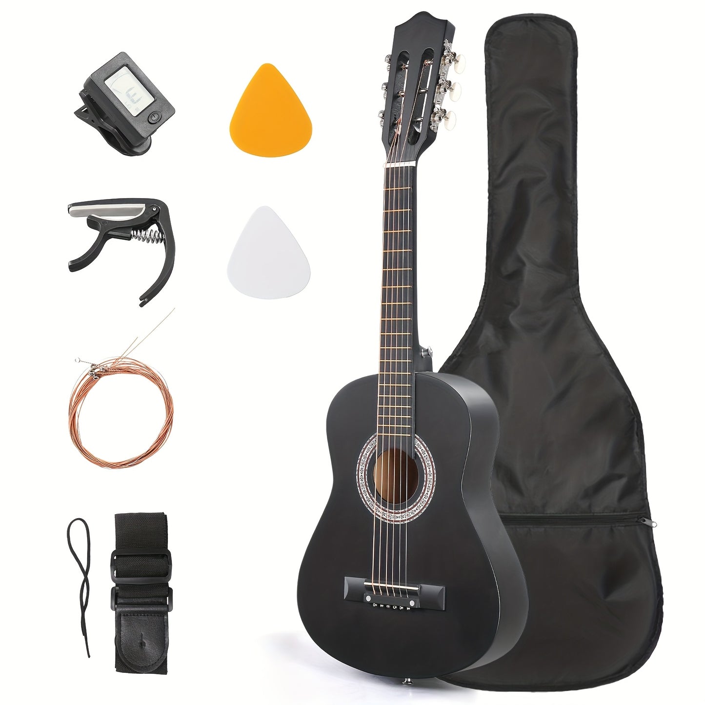 Glarry 30-Inch Acoustic Guitar, 1/4 Size Guitar, Basswood Body, "D" Style, with Tuner, Folk Guitar Kit with Complete Additions, with Picks, String, Gig Bag, ALL-IN-ONE for Beginner, Birthday/Christmas Gift for Music Lovers