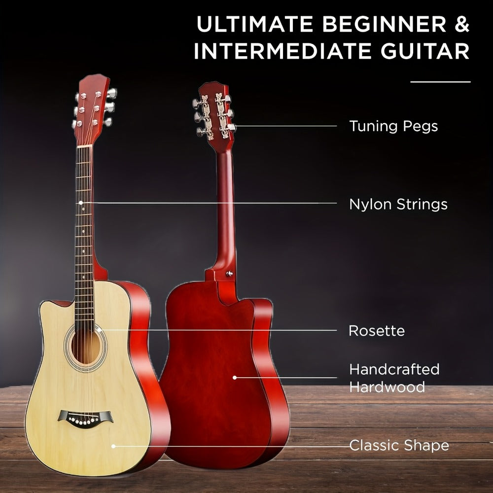 Acoustic Guitar, Full Size, 38-Inch, Basswood, Beginners for Lessons and Practice