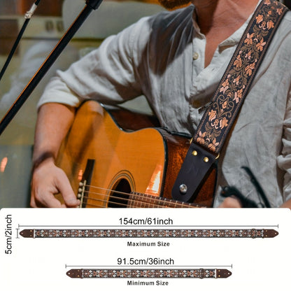 Jacquard Guitar Strap, 2-Inch Adjustable Strap with Picks and Locks
