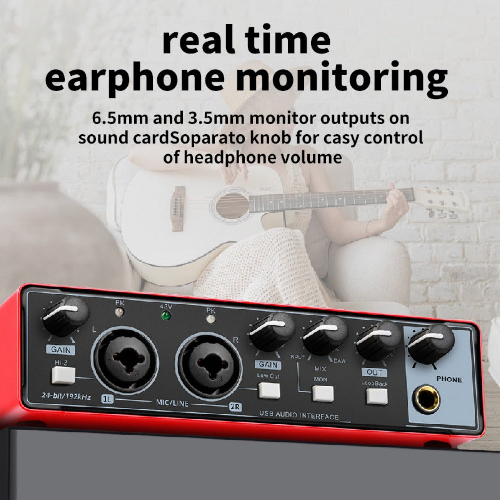 2-Channel USB Audio Interface, 24-Bit/192kHz with 48V Phantom Power