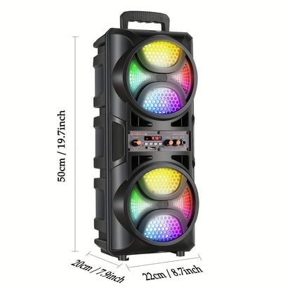 2500W Portable Wireless PA Speaker System - Double 3'' Subwoofer, Wireless 33ft Outdoor Speaker, Big Loud Large Speaker, Party Lights, USB, Radio, Stereo Sound, for Home, Party, Travel, Christmas
