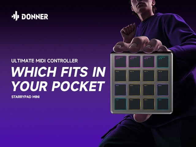 Donner MINI MIDI Keyboard Controller Pad Beat Maker Machine 16 Beat Pads Mini Drum Machine Music Repeat, Music Production Software