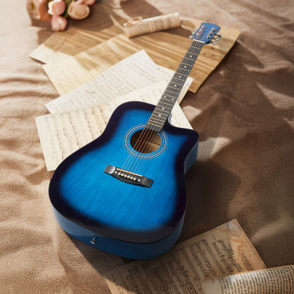 Acoustic Guitar, Black, Full Size, 41-inch, Basswood, Cutaway for Lessons and Practice