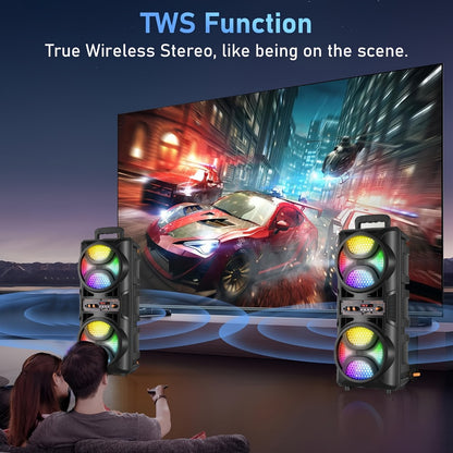 Portable PA Speaker, USB, Wireless, 2500W, System for Parties and Karaoke