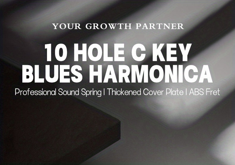 Professional Blues Harmonica 10 Hole C-Key Blues Harmonica, Comes with Hard Box, Suitable As a Gift for Beginners, Students, Adults, And Professionals, Comes with a Sanrio Sticker