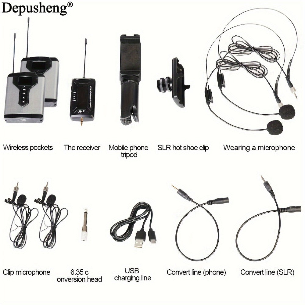 Audio Mixer, Rechargeable, Wireless, DEPUSHENG, Lavalier for Live Sound
