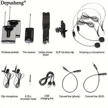 Audio Mixer, Rechargeable, Wireless, DEPUSHENG, Lavalier for Live Sound