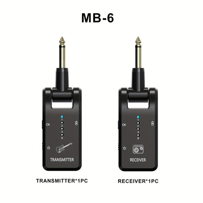 Upgrade 2. 4GHz Wireless Guitar System with Built-in Rechargeable Li-Battery, Wireless Guitar Transmitter and Receiver, for Electric Guitar, Bass, and Saxophone