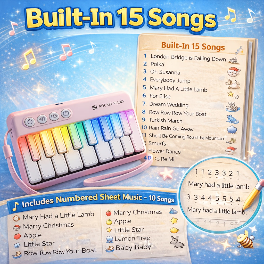 Mini Electronic Pocket Piano- Portable Handheld Musical Instrument, Lightweight Digital Keyboard for Beginners, Travel Practice& Music Creation