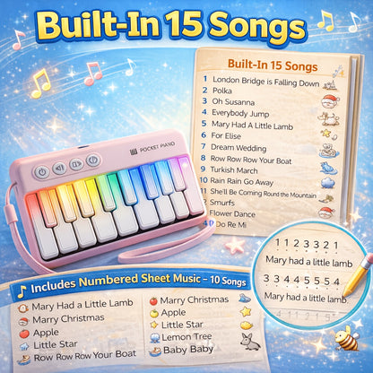 Mini Electronic Pocket Piano- Portable Handheld Musical Instrument, Lightweight Digital Keyboard for Beginners, Travel Practice& Music Creation