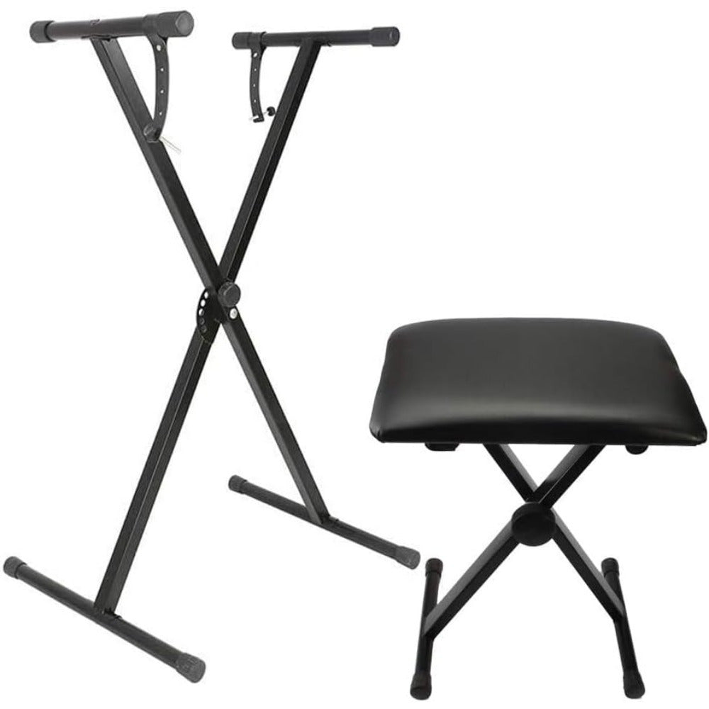Single Tube Double Tube X-Shaped Keyboard Stand + Piano Bench Sete Straps for 49 61 76 88 Keys