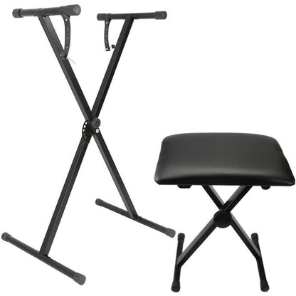 Single Tube Double Tube X-Shaped Keyboard Stand + Piano Bench Sete Straps for 49 61 76 88 Keys