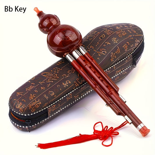 1 Chinese Hulusi Cucurbit Flute - ABS Resin Traditional Wind Instrument with Polished & Bell, Beginner-Friendly Chinese Flute for Practice/Performance, Portable Traditional Music Gift for / (Instrument Only)