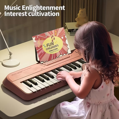 37-key Children's Piano Musical Instrument Toy, Portable Piano Keyboard, Easy to Store, Pink Piano with Blue and White Options, Toy Piano, Children's Piano Music Toy, Christmas and Birthday Gift for Boys and Girls, Easy-to-Control Buttons, a Great