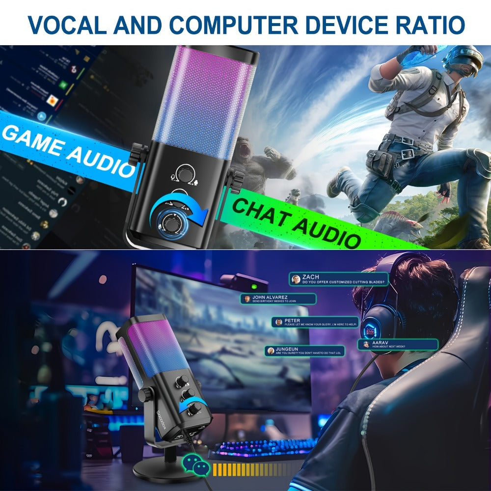Recording Microphone, RGB, USB, Gaming, Game for Recording and Streaming