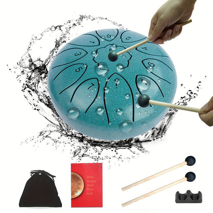 Steel Tongue Drum, 6-Inch 11-Note Set with Drumsticks and Music Book