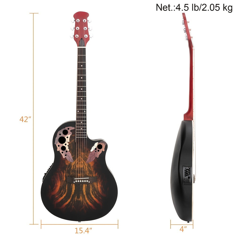 Acoustic Guitar, Adjustable, Full Size, Electric, 41-Inch for Lessons and Practice
