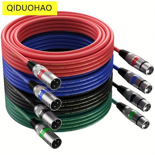 4-Pack QIDUOHAO High-Quality Microphone Cables, 6 Inch, 10 Inch, 15 Inch, 30 Inch, 50 Inch Sizes, Professional Equipment, High-Quality XLR Cable - XLR-A Male to C Male Microphone Stage Jumper, Model, Graduation Season, Father's Day, Birthday Gift