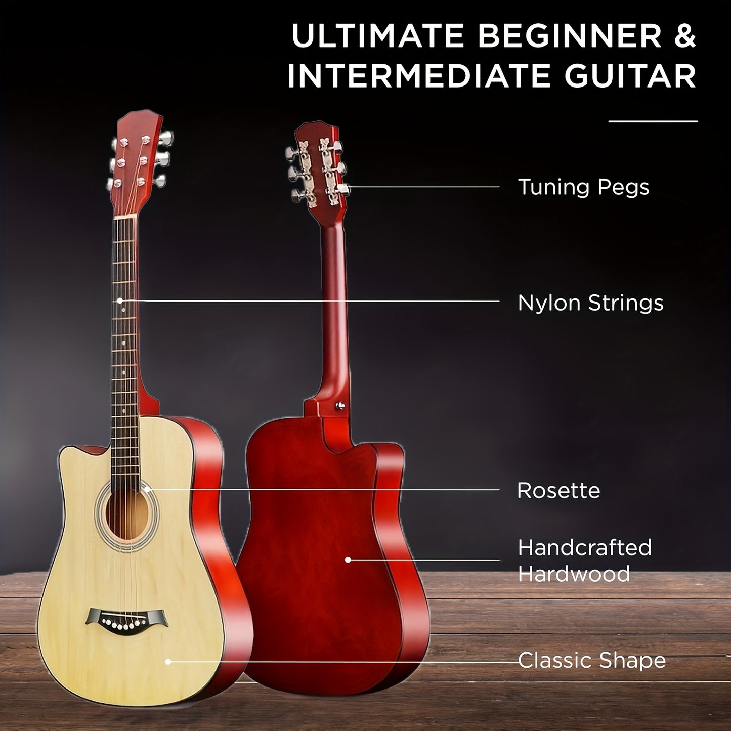 38 Inch Matte Acoustic Guitar - Suitable for Beginners And Adults, Perfect for Parties And Events, Comfortable to Play, Featuring Oak Panels And Abs Nuts, An Excellent Gift for Christmas/Halloween