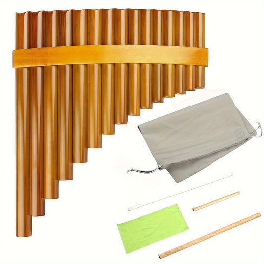 15 Brown Pan Flutes in G Key, a Traditional Chinese Woodwind Instrument