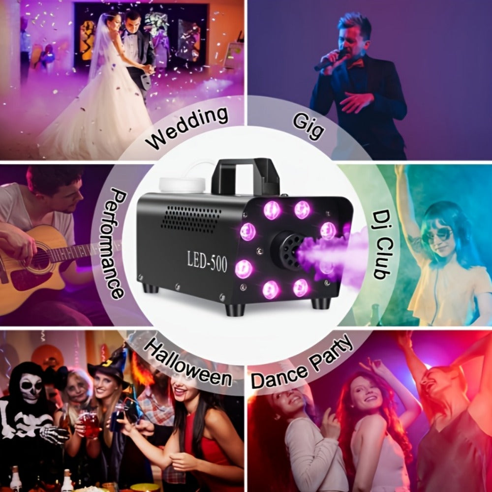 Stage Fog Machine, Remote Control, Dynamic, LED, Colors for Stage and Party Lighting