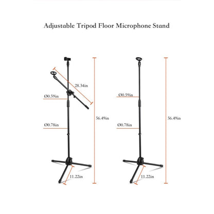 Adjustable Tripod Microphone Boom Stand for Studio, Podcast and Stage