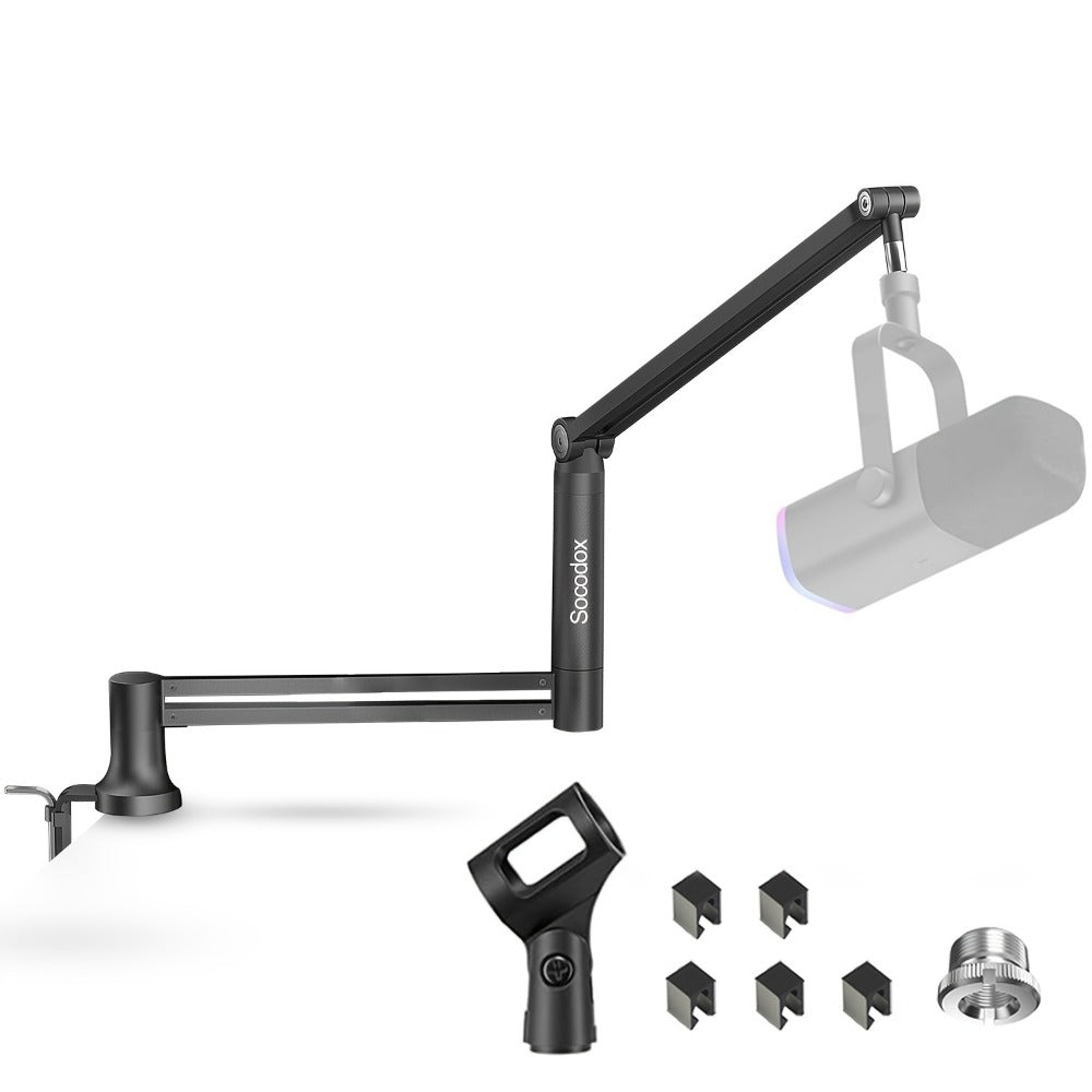 Low-Profile Microphone Boom Arm, 360-Degree Foldable Desk Mount Stand