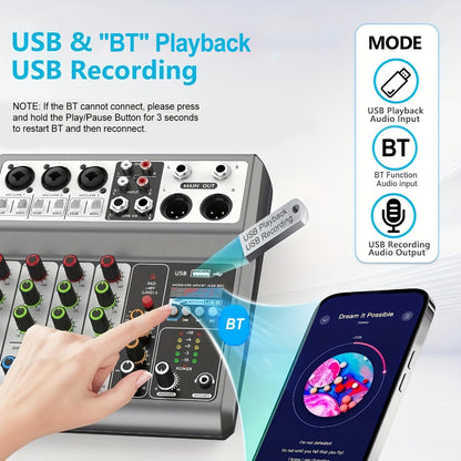 USB Audio Interface, Wireless, USB, Aveek, Professional, Mixer for Recording and Streaming