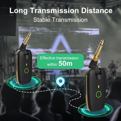 20KHz Wireless Guitar System, Rechargeable Wireless Guitar Transmitter and Receiver, 164 Feet Transmission Distance, Long Battery Life of More Than 6 hours, Rotatable Plug Design, Digital Audio System Suitable for Electric Guitar and Bass