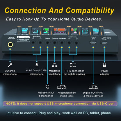 USB Audio Interface, X3 Mono Sound, USB, This, Professional, Mixer for Recording