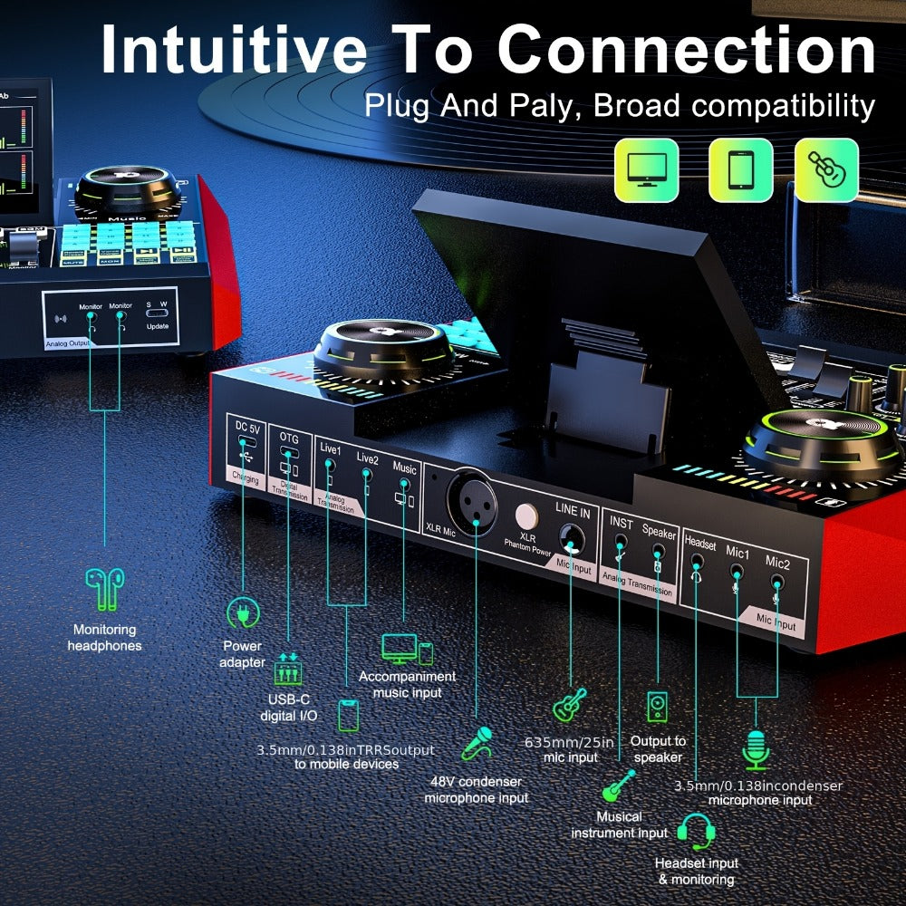 USB Audio Interface, G10-BM700-OTG, USB, 36V, Podcast, Equipment, Bundle for Recording