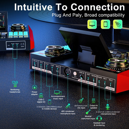 USB Audio Interface, G10-BM700-OTG, USB, 36V, Podcast, Equipment, Bundle for Recording