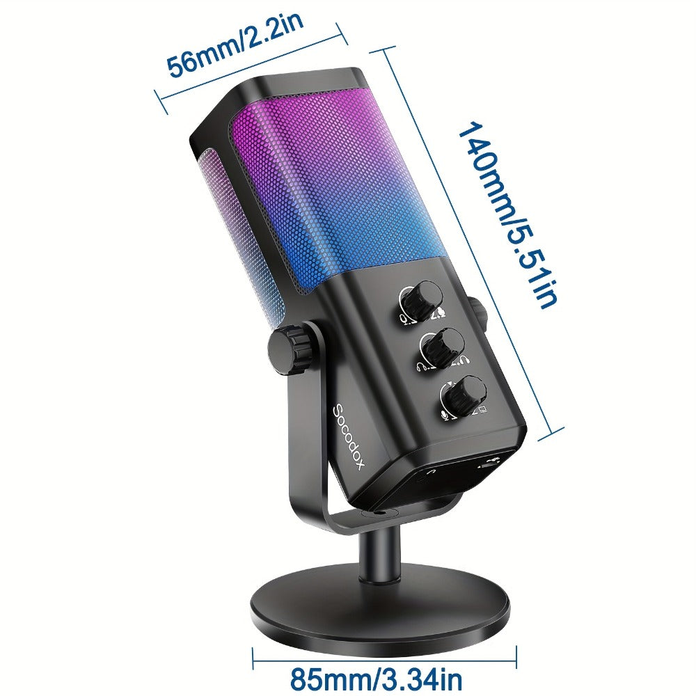 Recording Microphone, RGB, USB, Gaming, Game for Recording and Streaming