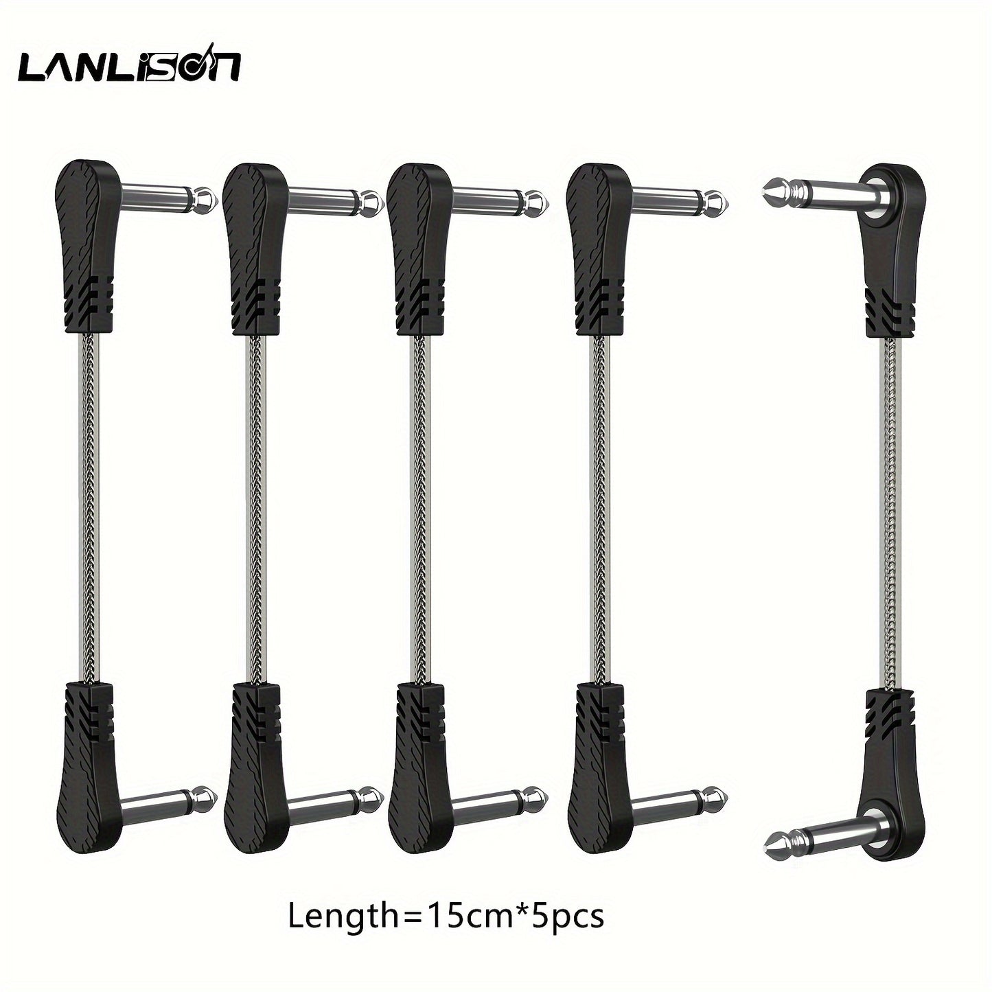 15CM * 3pcs/ 15CM * 5pcs/ 15CM * 3pcs + 30CM * 1pc + 100CM * 1pc Inch Guitar Effects Pedal Cable Connector 1/4" Right Angle TS Mono Black