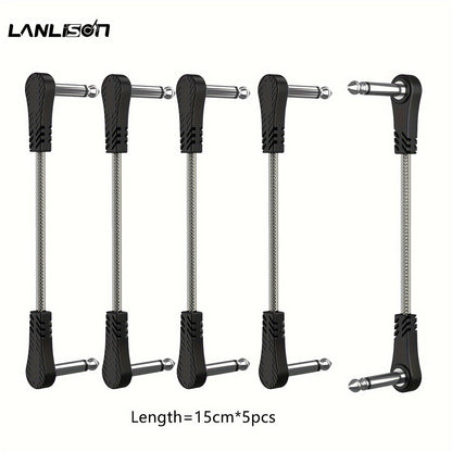 15CM * 3pcs/ 15CM * 5pcs/ 15CM * 3pcs + 30CM * 1pc + 100CM * 1pc Inch Guitar Effects Pedal Cable Connector 1/4" Right Angle TS Mono Black