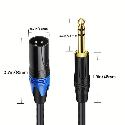 1 XLR Male to 1/4 Inch (6. 35mm)TRS Jack, Balanced 6. 35mm TRS Plug to 3-pin XLR Cable, Suitable for Microphones, Speakers, Stage, DJ, Etc.