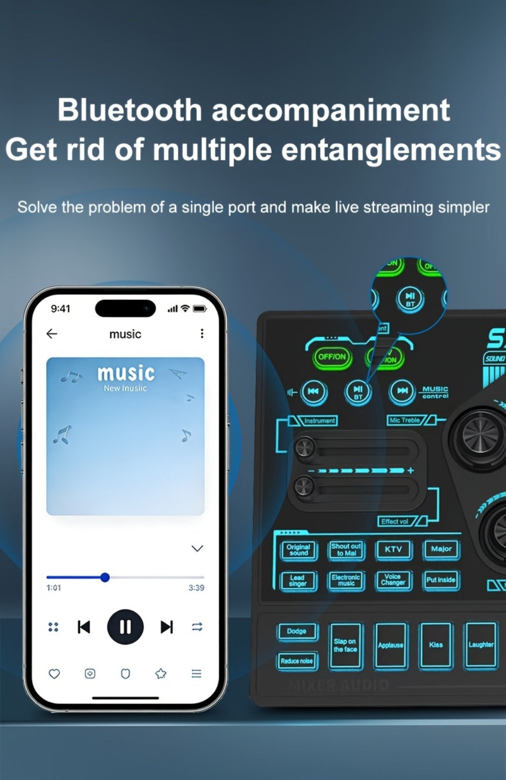 Audio Mixer, RGB, USB, Professional, Console for Live Sound for Home Practice, Rehearsal