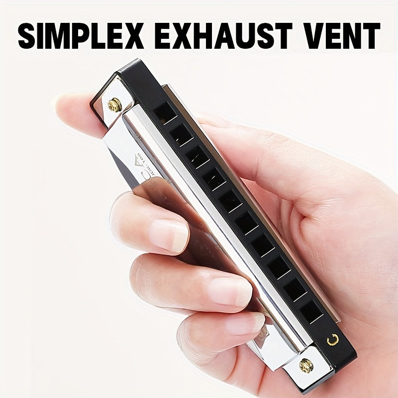 Professional Blues Harmonica 10 Hole C-Key Blues Harmonica, Comes with Hard Box, Suitable As a Gift for Beginners, Students, Adults, And Professionals, Comes with a Sanrio Sticker