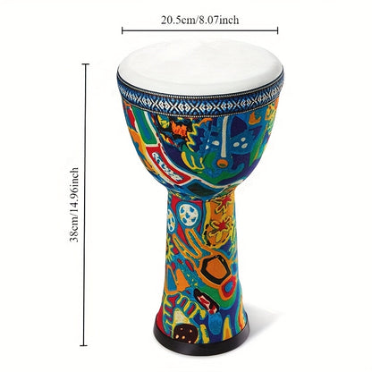 Handmade Campfire 8-inch Traditional African Jambe Hand Drum - Beginner's Goat Skin Hand Drum, Percussion Instrument, Suitable for Party Gatherings, Birthday Gifts