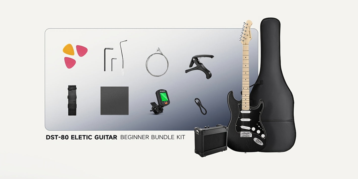 DST-80 Full Size Electric Guitar Kit with SSS Pickups and Amplifier