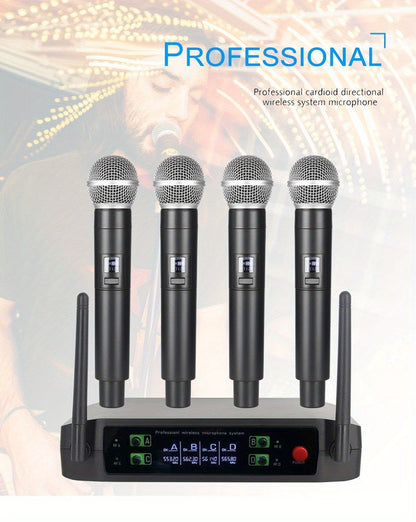 Recording Microphone, Wireless, Four-channel, Handheld for Recording and Streaming