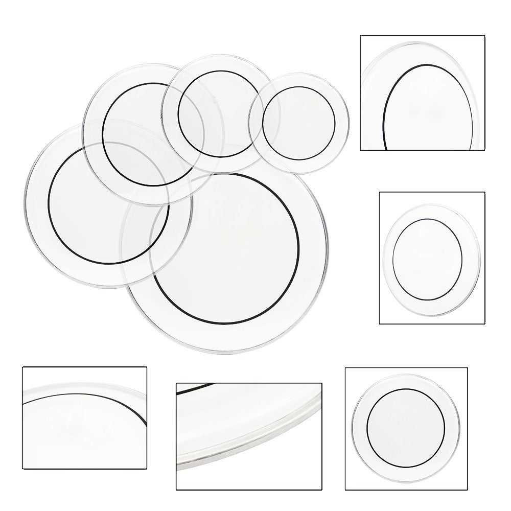 Transparent Drum Head Set, 12 to 22-Inch Heads for Compatible Drum Kits