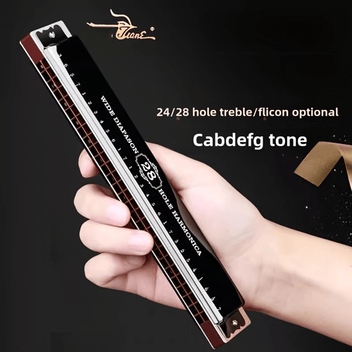 28-Hole Professional Harmonica Black/ Double Harmonica, Perfect Gift for Christmas, Harmonica Enthusiasts, with Packaging Case