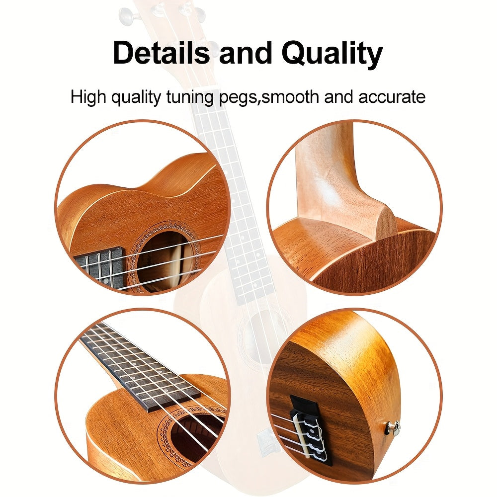 21 Inch 23 Inch Ukulele Beginner Kit, Include a Guitar Bag, Picks, String Cleaning Cloth, Strings, And a Booklet