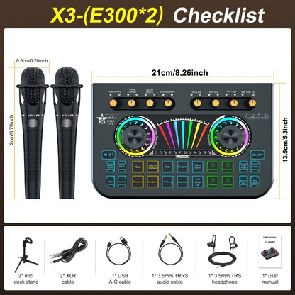 Portable Karaoke System, 36V, USB, Rechargeable, Professional, Podcast for Parties