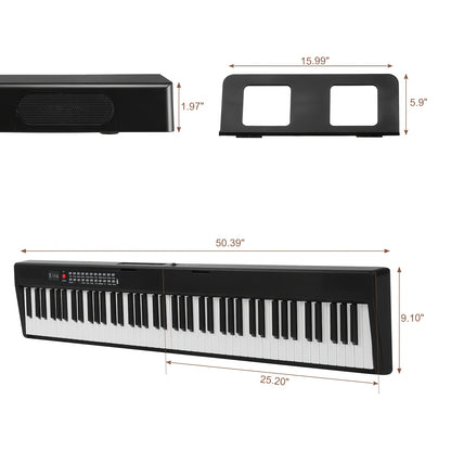 Glarry Foldable 88-Key Portable Electric Piano Keyboard Suitable for All Skill Levels, Semi-Weighted Keys with Carrying Bag & Headphone Jacks, Lightweight Piano for, Studio, Travel, Gift for Beginners,, Musicians
