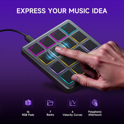 Donner Starrypad Mini MIDI Controller with 16 RGB Pads and Wireless