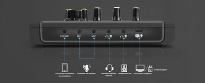 USB Audio Interface, Rechargeable, USB, Hayner-Seek, Podcast for Recording and Streaming