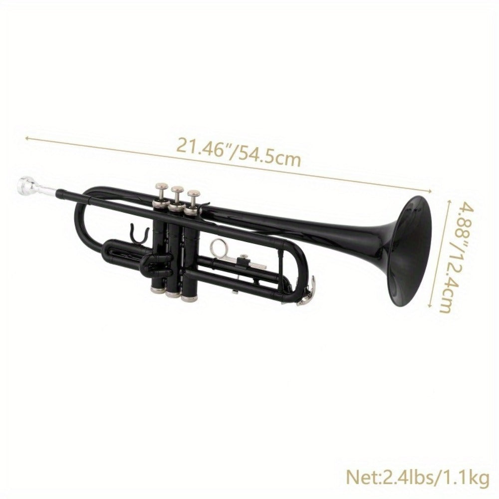 B-Flat Trumpet, 8.7 Cm, 50 Cm, Black, Nickel, Plating for School Band
